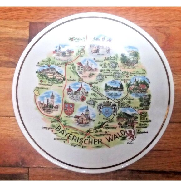 BAVARIAN FOREST PWB Germany Bayerischer Plate 7.25" Vintage Ceramic gold trim - Picture 2 of 6